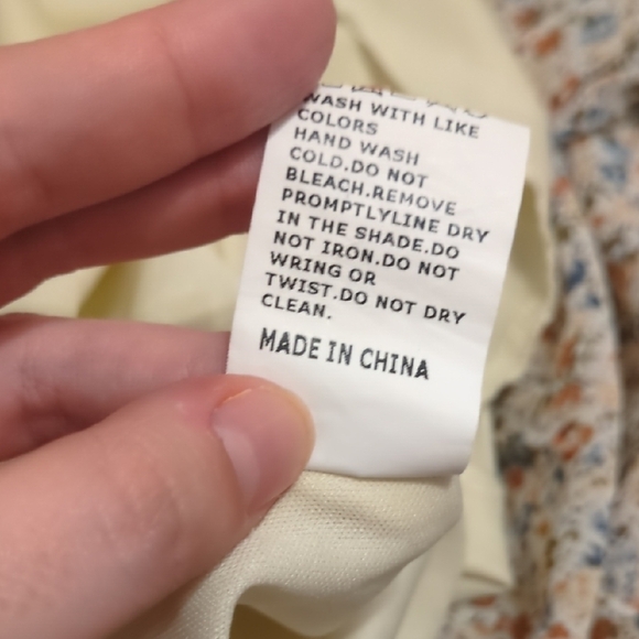 Manydress beige floral chiffon pleated elastic high waist a line midi skirt - Picture 14 of 14